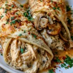 Cheesy Chicken and Mushroom Crepe Cone
