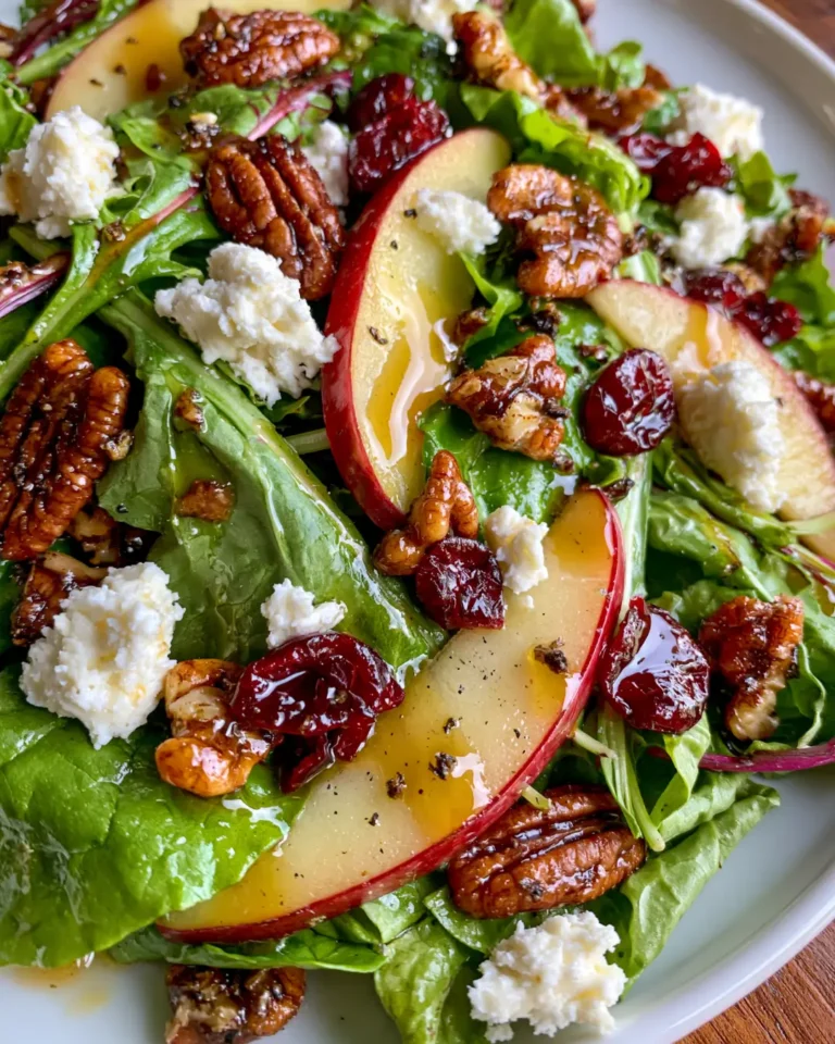 Christmas Apple & Pear Salad with Feta, Cranberries, Candied Pecans & Honey Balsamic