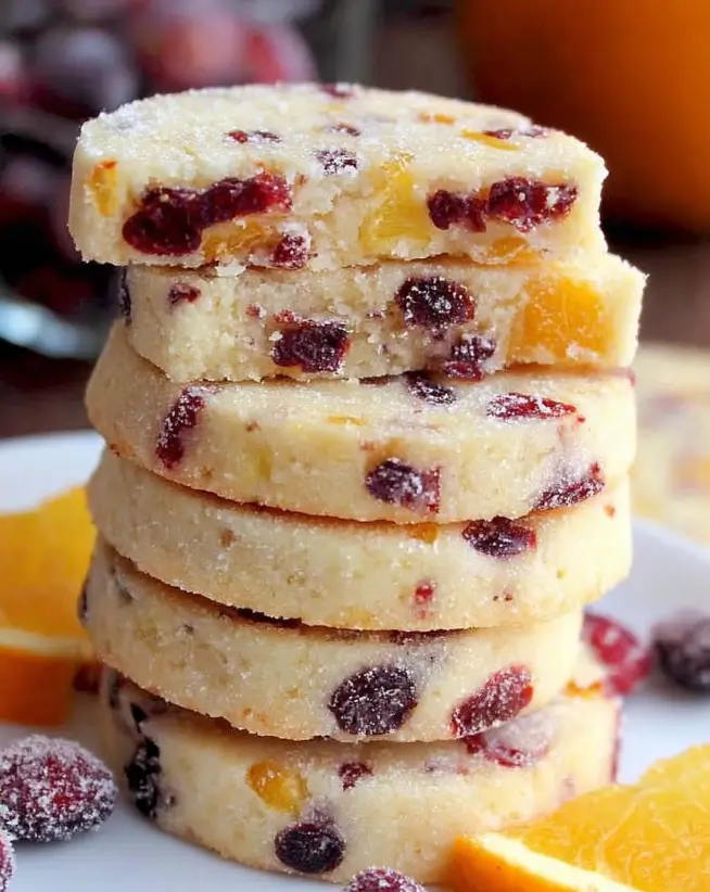 Cranberry Orange Shortbread Cookies