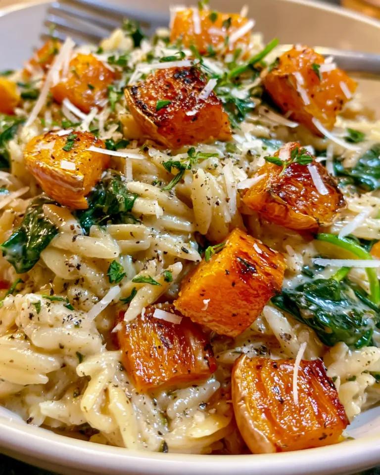 Creamy Orzo with Roasted Butternut Squash and Spinach