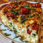 Creamy Tomato, Spinach & Feta Crustless Quiche with Parmesan & Fresh Basil