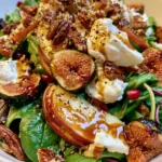 Crispy Apple & Fig Harvest Salad with Whipped Goat Cheese, Pecans & Maple Balsamic