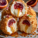 Crispy Blood Orange Cheesecake Bites with Honey