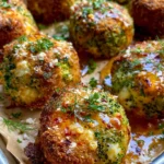 Crispy Broccoli & Feta Cheese Bites with Parmesan, Herbs & Hot Honey