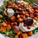 Crispy Chickpea & Beetroot Salad with Whipped Feta, Sweet Potato & Honey Balsamic