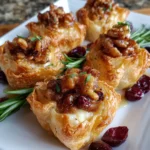 Crispy Festive Brie Phyllo Cups with Cranberries, Walnuts & Hot Honey