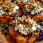 Crispy Sweet Potato Rounds with Whipped Feta, Walnuts & Sticky Honey Glaze