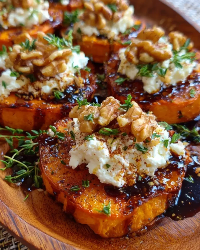 Crispy Sweet Potato Rounds with Whipped Feta, Walnuts & Sticky Honey Glaze