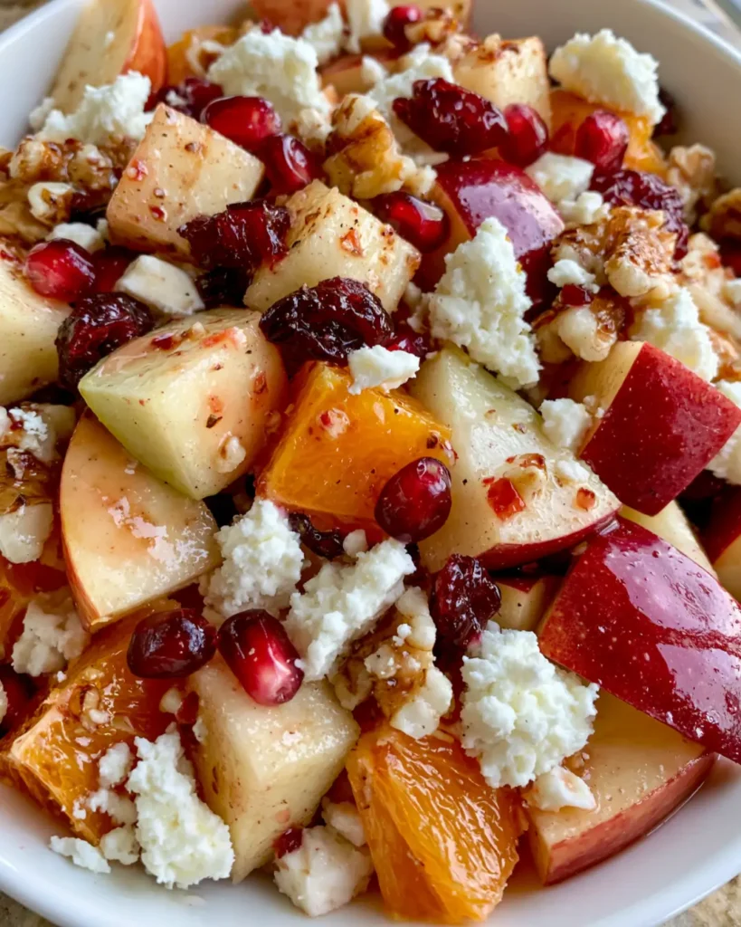 Crunchy Winter Fruit Salad with Apples, Pears, Cranberries & Feta