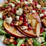 Festive Pear & Apple Salad with Feta, Pomegranate, Candied Walnuts & Honey Balsamic
