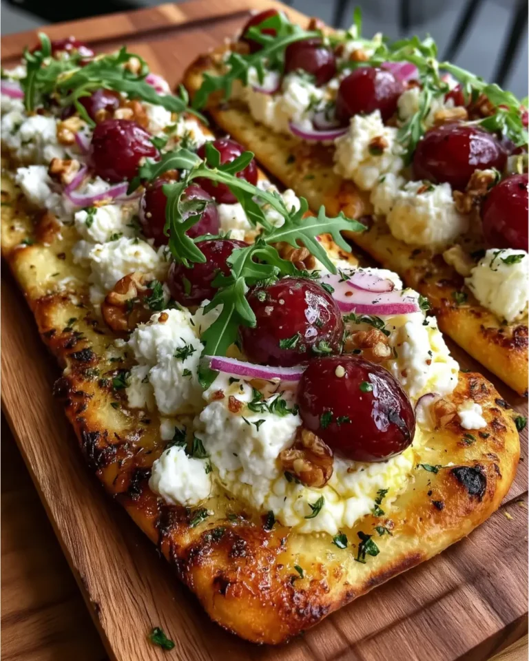 Flatbread with Goat Cheese, Grapes & Honey Thyme