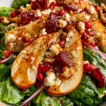 Fresh Spinach, Pear & Cranberry Salad with Feta and Maple-Balsamic Dressing