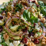 Fresh Zucchini Noodle Salad with Feta, Cranberries, Toasted Walnuts & Honey Balsamic