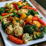 Garlic-Herb Roasted Mixed Vegetables with Broccoli, Cauliflower, Carrots & Peppers