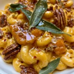 Golden Butternut Squash Mac & Cheese with Crispy Sage, Pecans & Hot Honey