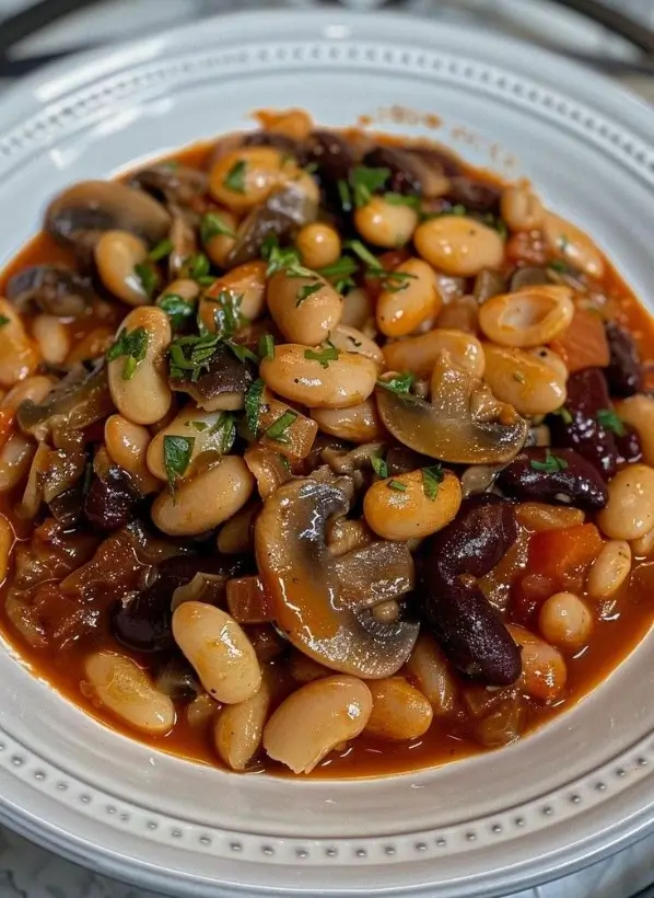 Hearty Mushroom & Three-Bean Stew