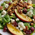 Holiday Apple, Pear & Cranberry Salad with Feta, Candied Pecans & Maple Balsamic