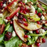 Holiday Apple & Pear Salad with Feta, Pomegranate, Cranberries & Candied Pecans