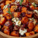 Honey-Roasted Pumpkin & Sweet Potato with Whipped Feta, Pecans & Cranberry Glaze