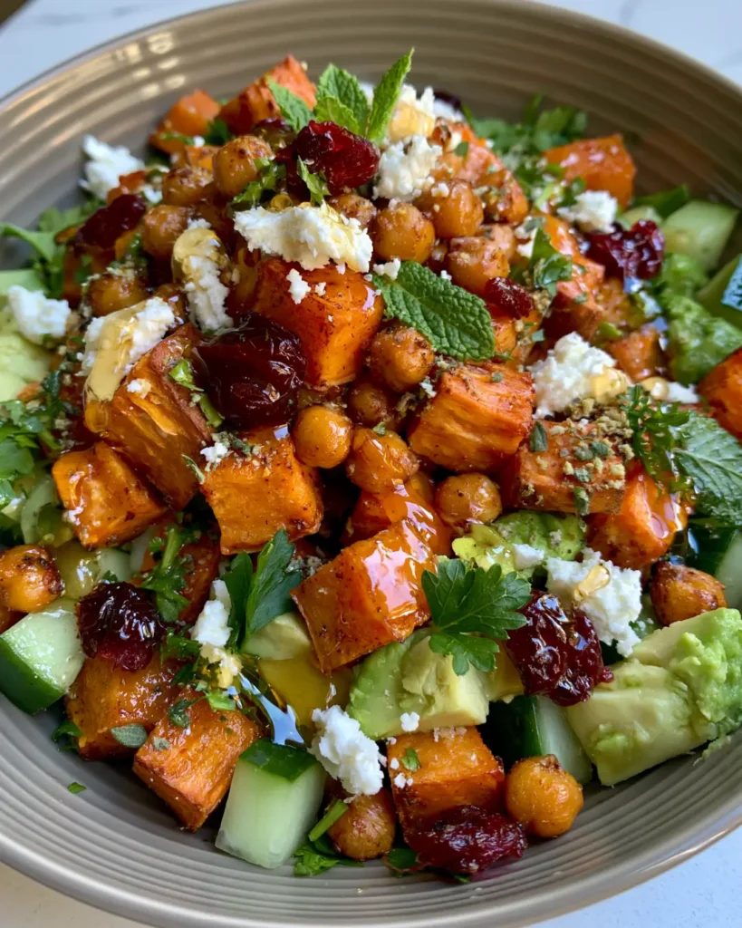 Honey-Roasted Sweet Potato & Chickpea Salad with Feta