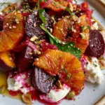 Jewel-Toned Beetroot Salad with Blood Orange, Whipped Feta, Pistachios & Hot Honey