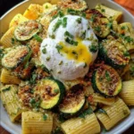 Lemon Pesto Rigatoni with Burrata and Roasted Zucchini