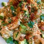 Loaded Creamy Potato Salad with Ranch, Avocado, Spring Onion & Crispy Onions