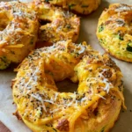 Low-Carb Zucchini Bagels with Cheddar, Parmesan & Everything Seasoning