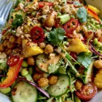 Magic Thai Crunch Salad with Crispy Chickpeas, Cucumber, Mango & Creamy Peanut-Lime Dressing