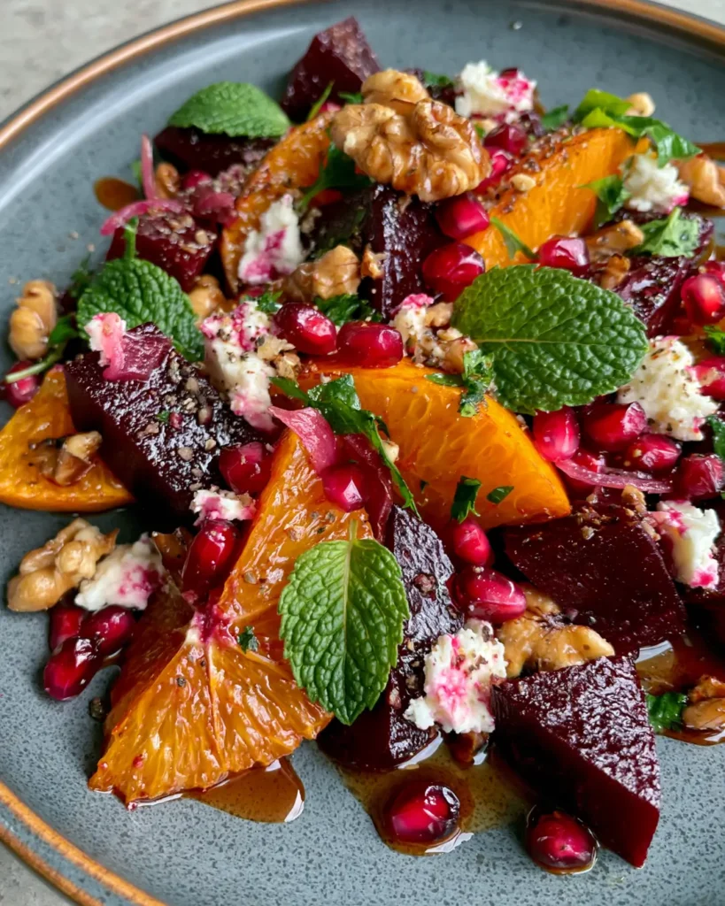 Mediterranean Beetroot & Orange Salad with Feta, Pomegranate, Walnuts & Fresh Herbs