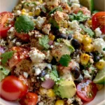 Mexican Quinoa Salad with Black Beans, Avocado, Corn & Feta
