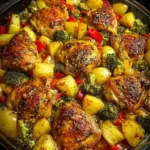 One-Pan Roasted Chicken with Potatoes and Broccoli