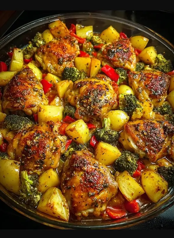 One-Pan Roasted Chicken with Potatoes and Broccoli