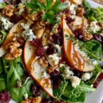 Pear, Cranberry & Walnut Salad with Blue Cheese and Honey Balsamic Glaze