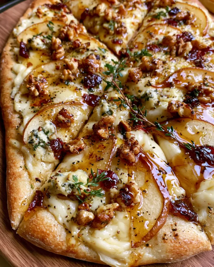 Pear & Blue Cheese Flatbread with Walnut-Honey Drizzle
