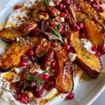 Roasted Acorn Squash Wedges with Whipped Goat Cheese, Cranberries, Pecans & Hot Honey