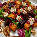 Roasted Beetroot & Pumpkin Salad with Feta, Pomegranate, Walnuts & Honey Balsamic