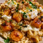 Roasted Butternut Apple Orzo with Goat Cheese