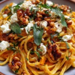 Roasted Butternut Squash Pasta with Creamy Feta, Crispy Sage & Hot Honey Walnuts