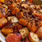 Roasted Butternut Squash & Apple Bake with Maple, Pecans & Cinnamon