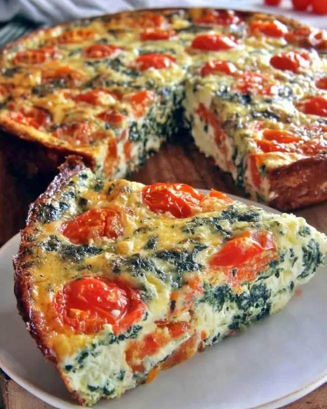 Spinach, Tomato & Feta Crustless Quiche