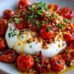 Whipped Burrata with Roasted Cherry Tomatoes, Hot Honey & Crispy Garlic