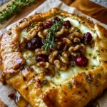Brie Cranberry Walnut Galette with Hot Honey Drizzle