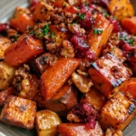 Caramelized Sweet Potato & Carrot Medley with Walnuts & Cranberry Glaze