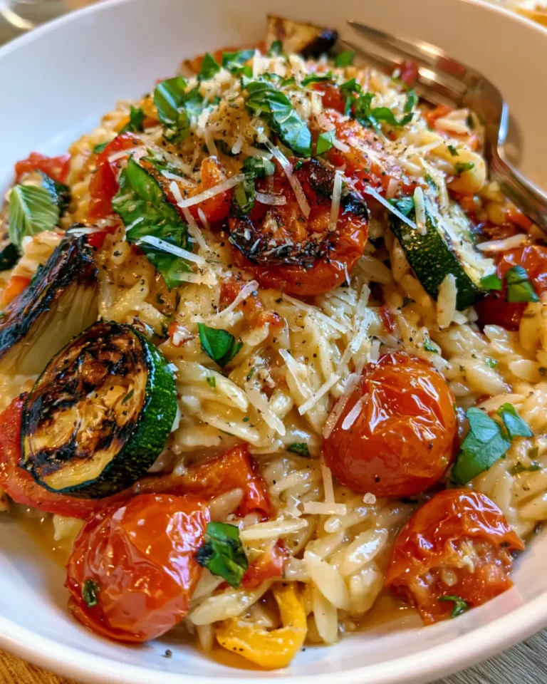 Creamy Orzo with Roasted Vegetables