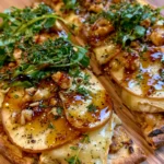 Crispy Apple, Brie & Walnut Flatbread with Maple Dijon Drizzle