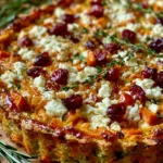 Crispy Butternut & Zucchini Rosti Quiche with Feta, Cranberries & Caramelized Honey