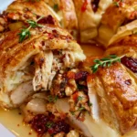 Crispy Chicken & Brie Puff Pastry Wreath with Cranberries, Pears & Hot Honey