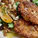 Crispy Chicken Cutlets with Warm Apple Feta Salad & Honey Dijon Glaze