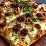 Crispy Flatbread with Brie, Cranberries & Toasted Walnuts with Hot Honey
